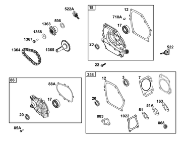 Crankcase Cover/Sump Group Diagram and Parts List for 130G62-0153-H5 100000 - 19Z999 Briggs and Stratton Engine